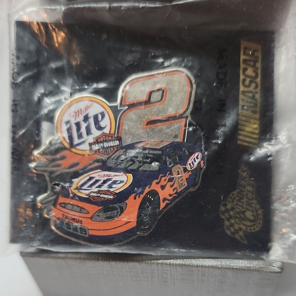 Miller Lite NASCAR Pin #2 Harley Davidson Cycles Sponser Brooch Pin